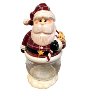 Vintage* Crazy Mountain 80s Glass & Ceramic Santa Cookie Jar
